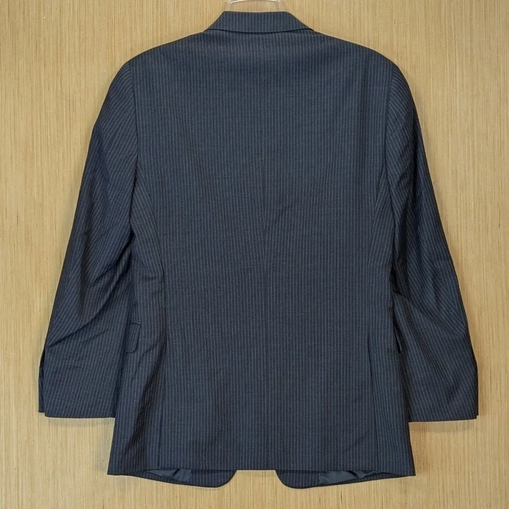 Tommy Hilfiger Mens Pinstripe Blazer Charcoal Gray Two‎ Button Suit Jacket